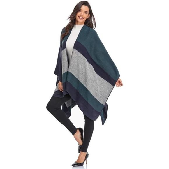 Women's Shawl Wraps Sweater Poncho Cape for Fall Winter - Picture 5 of 7